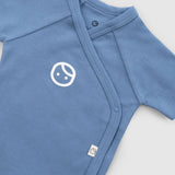 Organic Cotton Short Sleeve Wrap Bodysuit – Blue