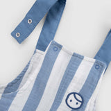 Organic Cotton Muslin Baby Dungarees – Blue Stripe
