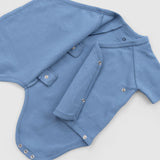 Organic Cotton Short Sleeve Wrap Bodysuit – Blue