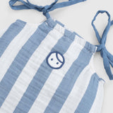 Organic Cotton Muslin Dungaree Dress – Blue Stripe