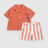 Organic Cotton Muslin Shirt & Shorts Set – Orange