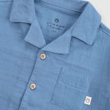 Organic Cotton Muslin Shirt & Shorts Set – Blue