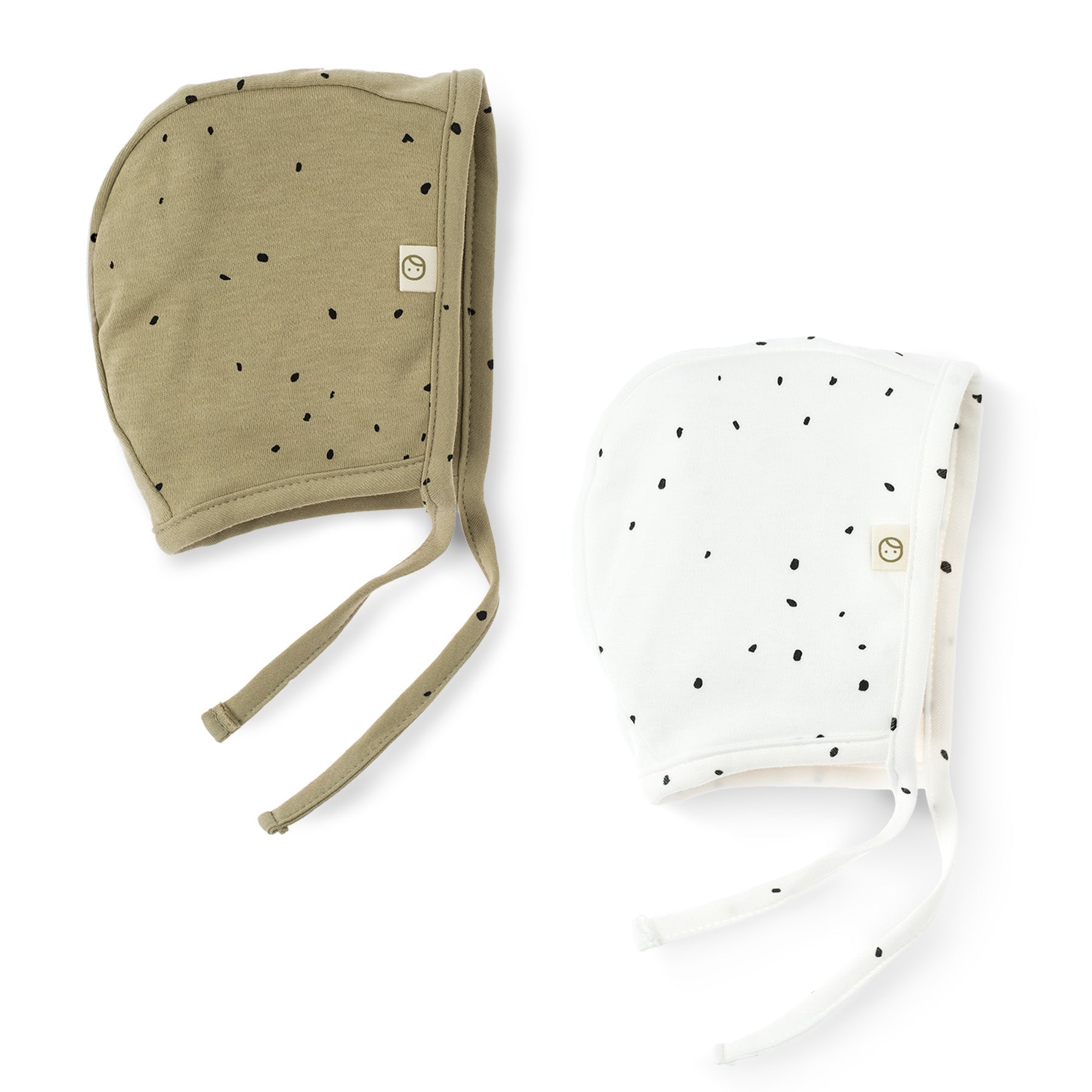 Organic Baby Beanie Hats with Earflaps - 2 Pack (Beige + White) - Little Gusto