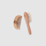 Natural Goat Hair Baby Brush & Wooden Comb Set