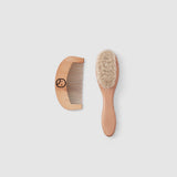 Natural Goat Hair Baby Brush & Wooden Comb Set
