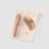 Natural Goat Hair Baby Brush & Wooden Comb Set