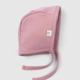 pink baby bonnet with earflaps soft cotton hat