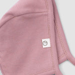 pink baby bonnet organic cotton soft hat detail