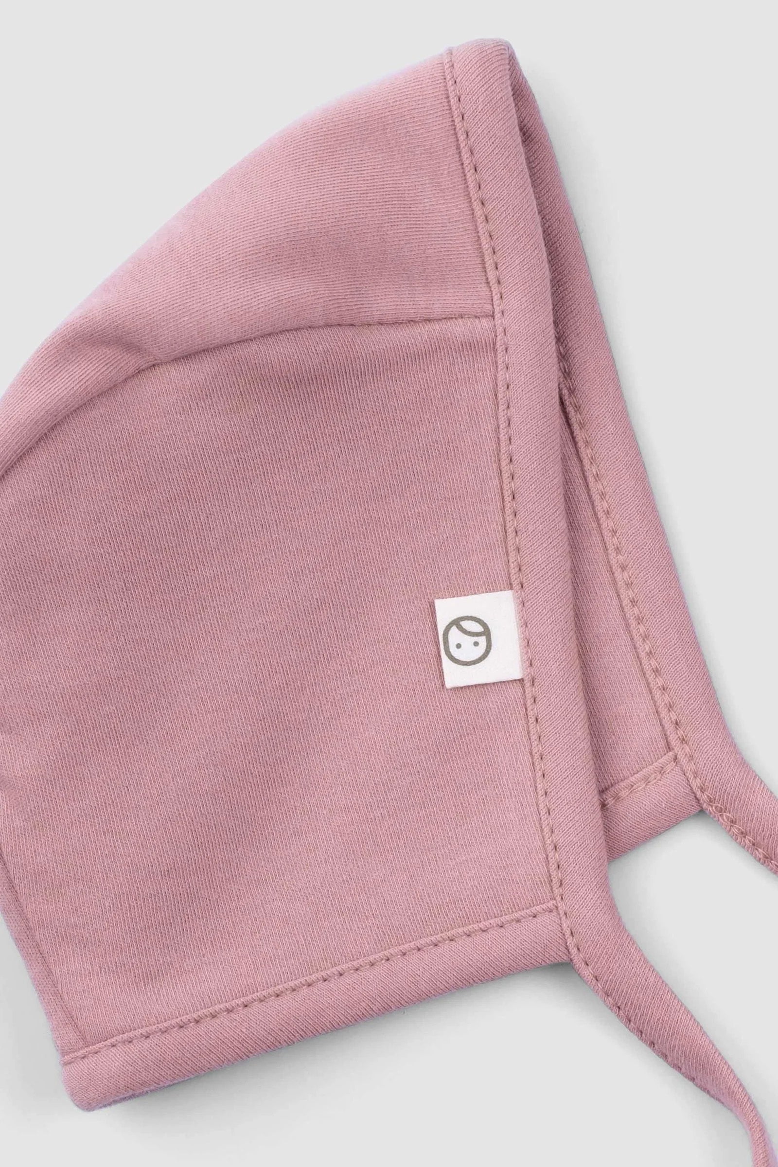 pink baby bonnet organic cotton soft hat detail