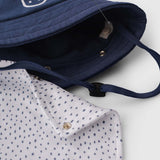 Organic Cotton Baby Bucket Hat with Neck Flap - Marine Navy