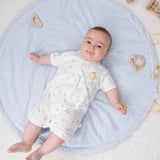 organic cotton baby romper picnic pattern front view
