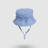 Organic Cotton Muslin Baby Bucket Hat - Blue