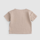 Organic Cotton Muslin Baby T-Shirt - Beige