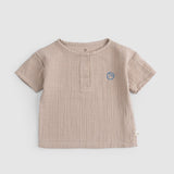 Organic Cotton Muslin Baby T-Shirt - Beige