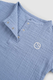 Organic Cotton Muslin Baby T-Shirt - Blue