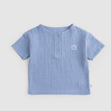 Organic Cotton Muslin Baby T-Shirt - Blue