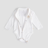 Organic Cotton Peter Pan Collar Baby Bodysuit - Ecru