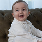Organic Cotton Peter Pan Collar Baby Bodysuit - Ecru