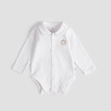 Organic Cotton Peter Pan Collar Baby Bodysuit - Ecru