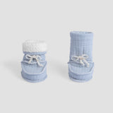 Organic Cotton Quilted Baby Booties - Blue