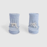 Organic Cotton Quilted Baby Booties - Blue