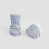 Organic Cotton Quilted Baby Booties - Blue
