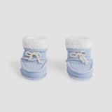Organic Cotton Quilted Baby Booties - Blue