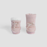 Organic Cotton Quilted Baby Booties - Pink