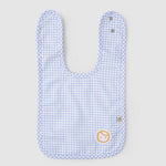 waterproof baby bib back side PU layer organic cotton blue picnic
