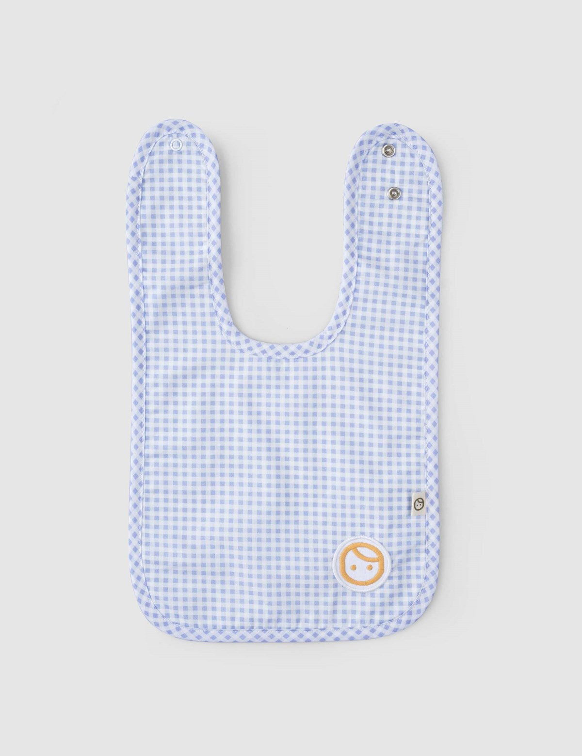 waterproof baby bib back side PU layer organic cotton blue picnic