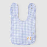 waterproof baby bib back side PU layer organic cotton blue picnic