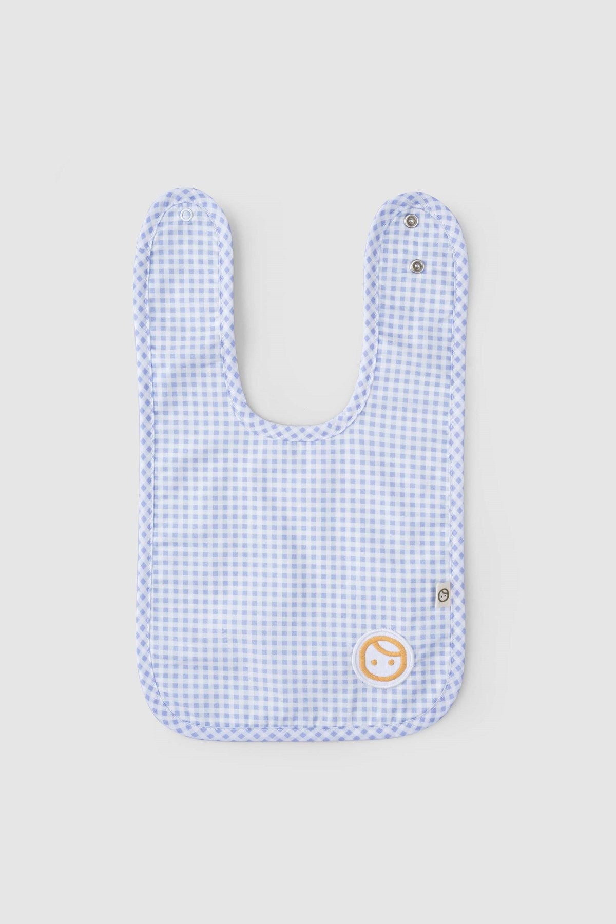 waterproof baby bib back side PU layer organic cotton blue picnic