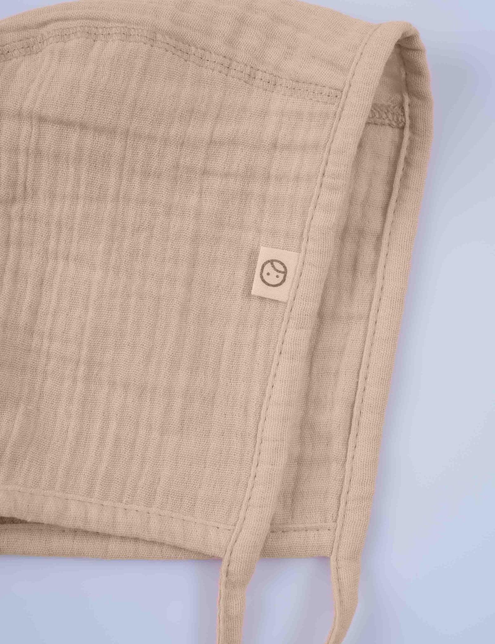 organic muslin baby bonnet beige
