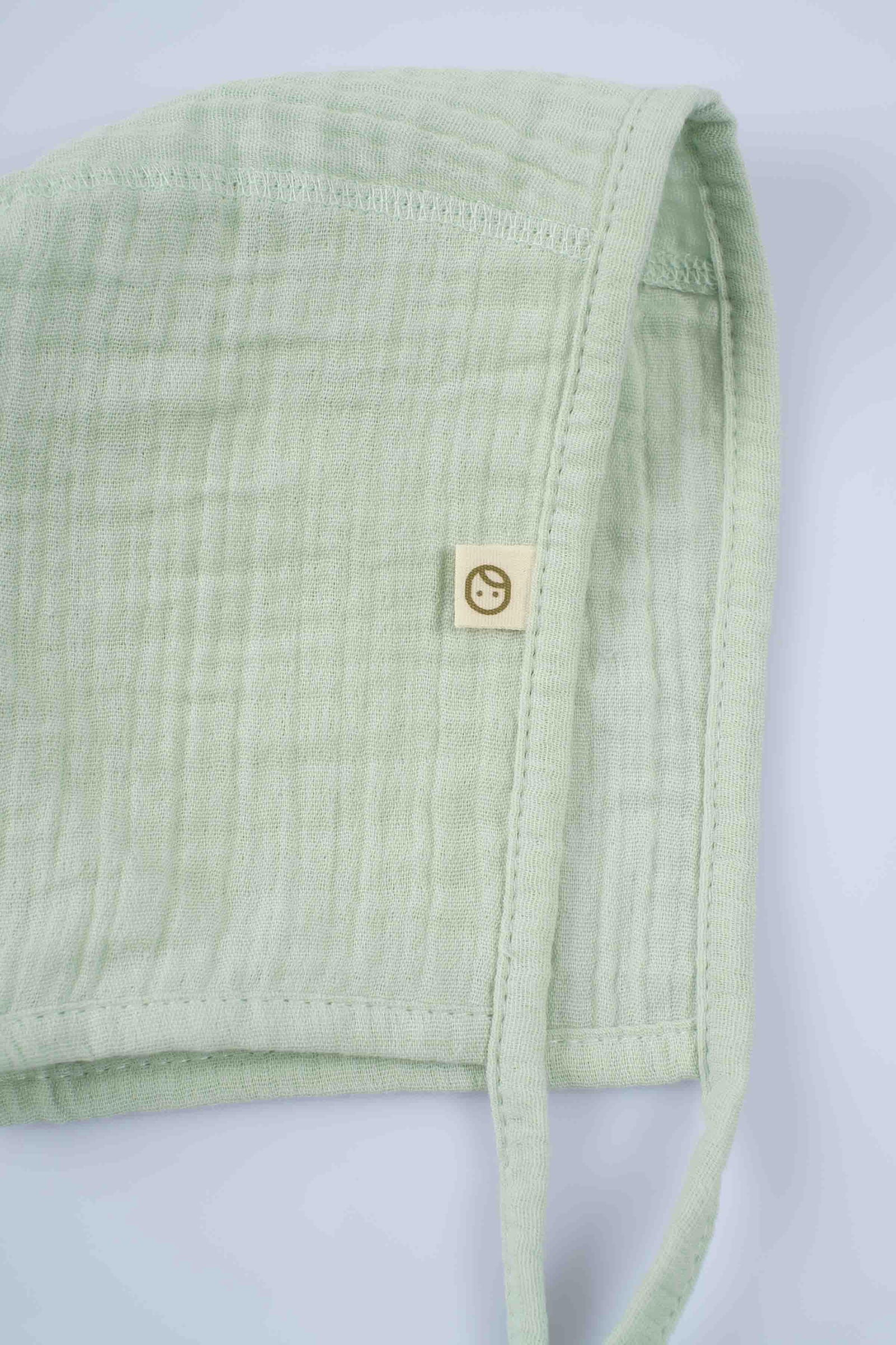 organic muslin baby bonnet green
