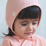 organic muslin baby bonnet pink
