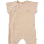organic muslin baby romper beige
