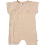 organic muslin baby romper beige
