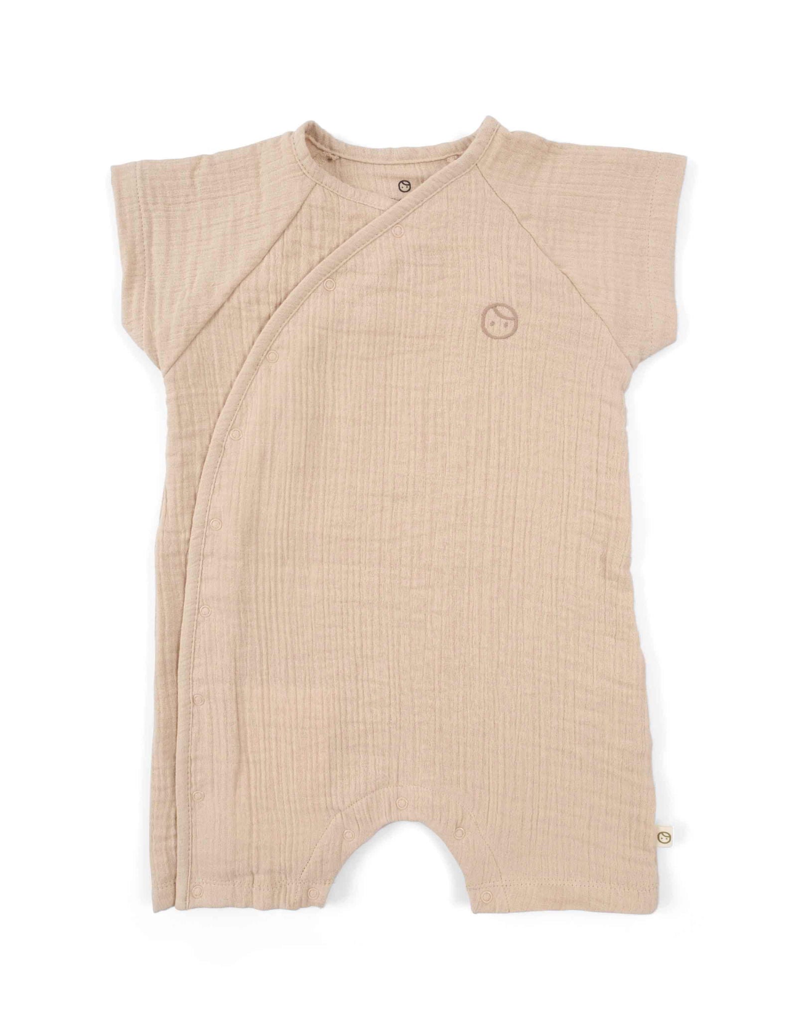 organic muslin baby romper beige
