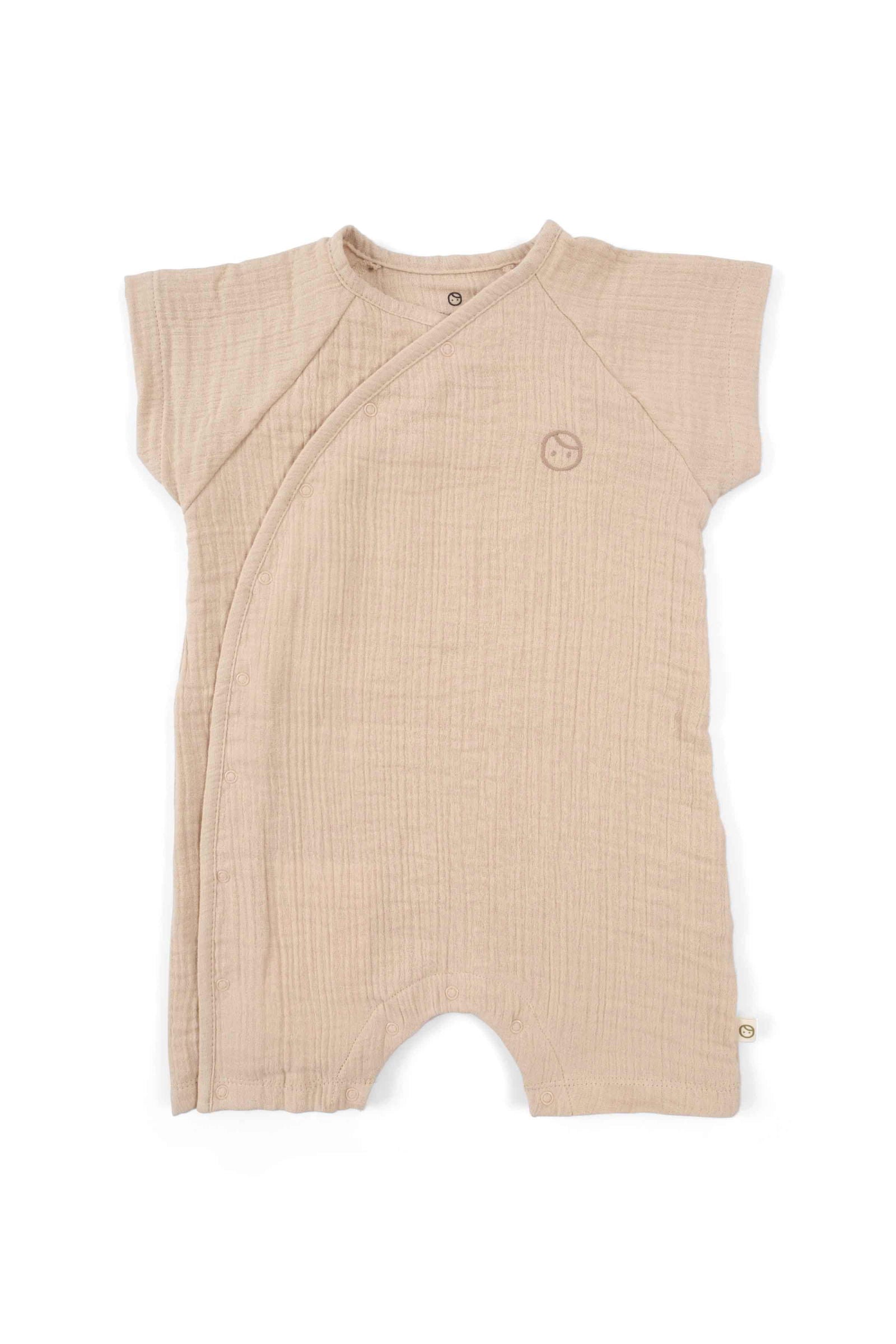 organic muslin baby romper beige
