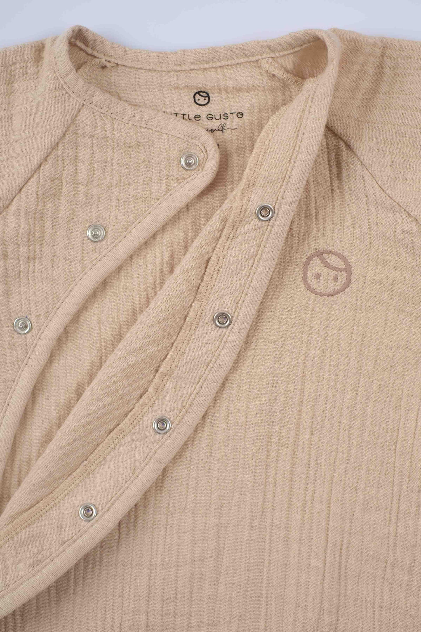 beige baby romper unisex outfit
