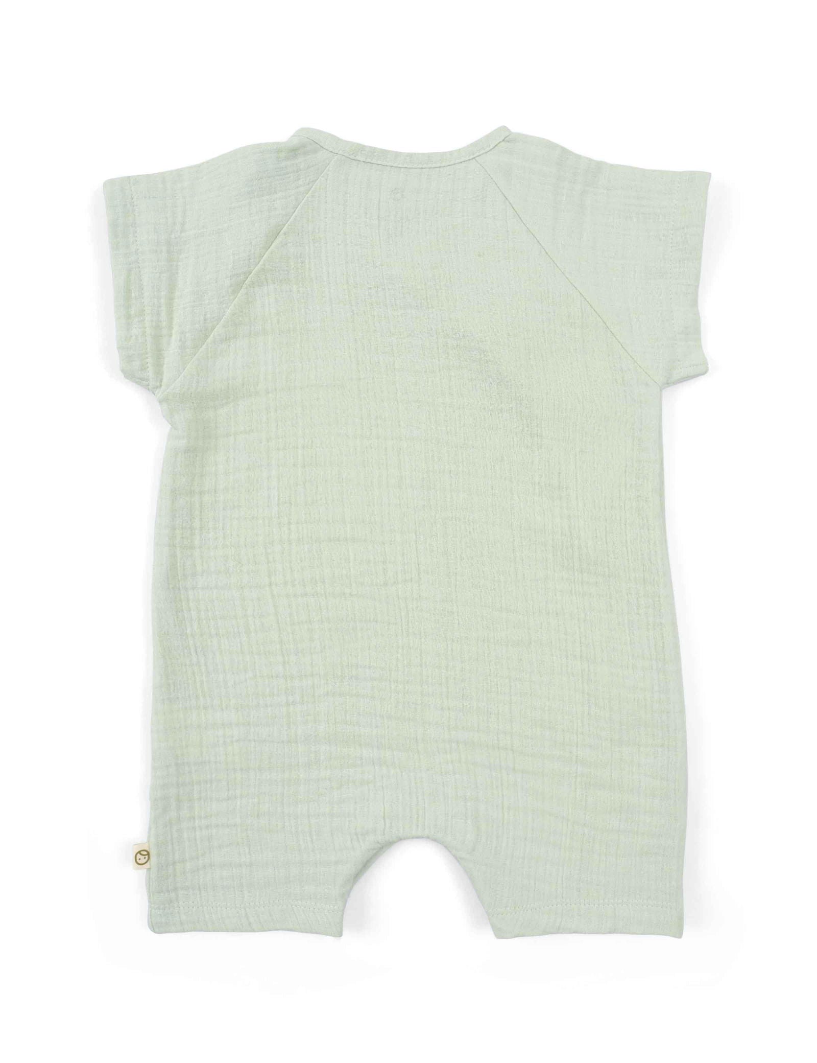 organic muslin baby romper green
