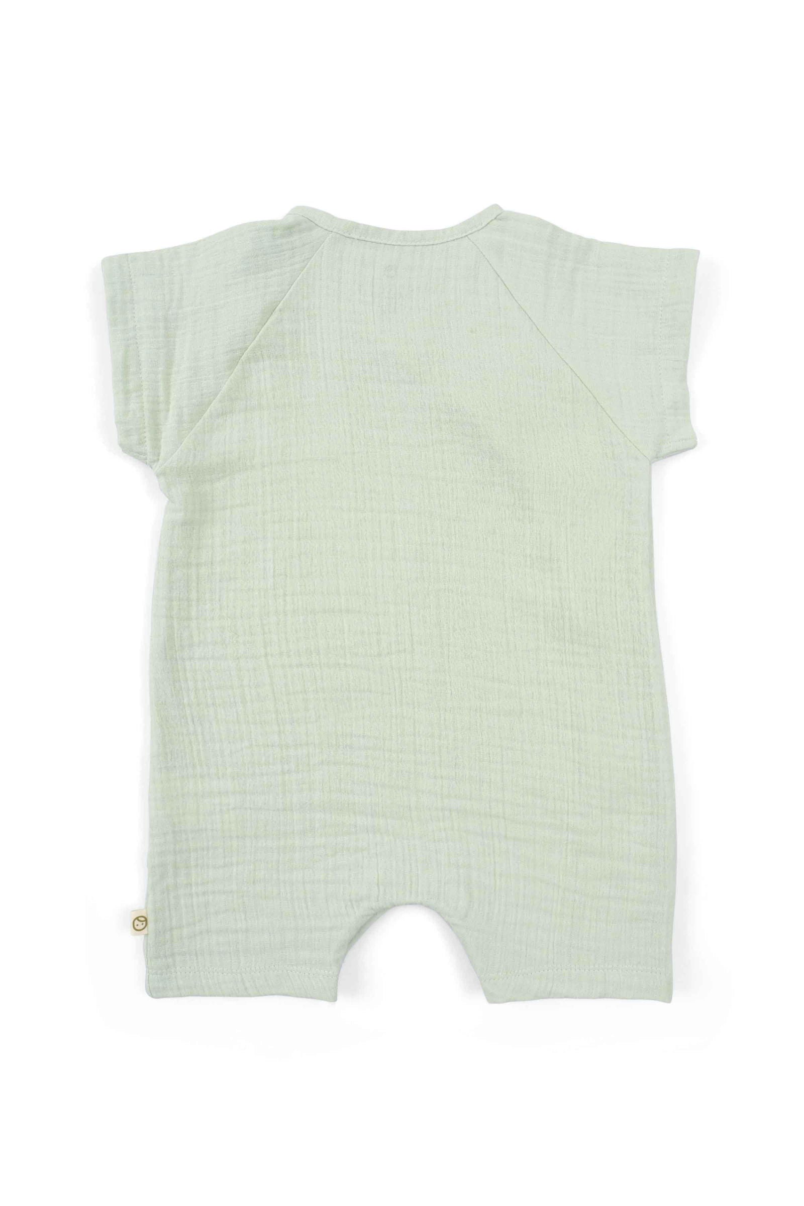 organic muslin baby romper green
