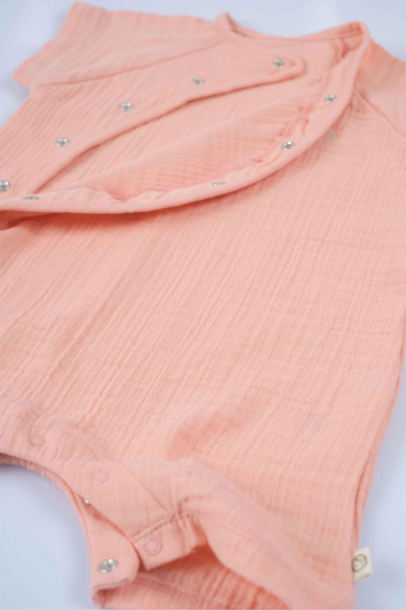 organic muslin baby romper pink
