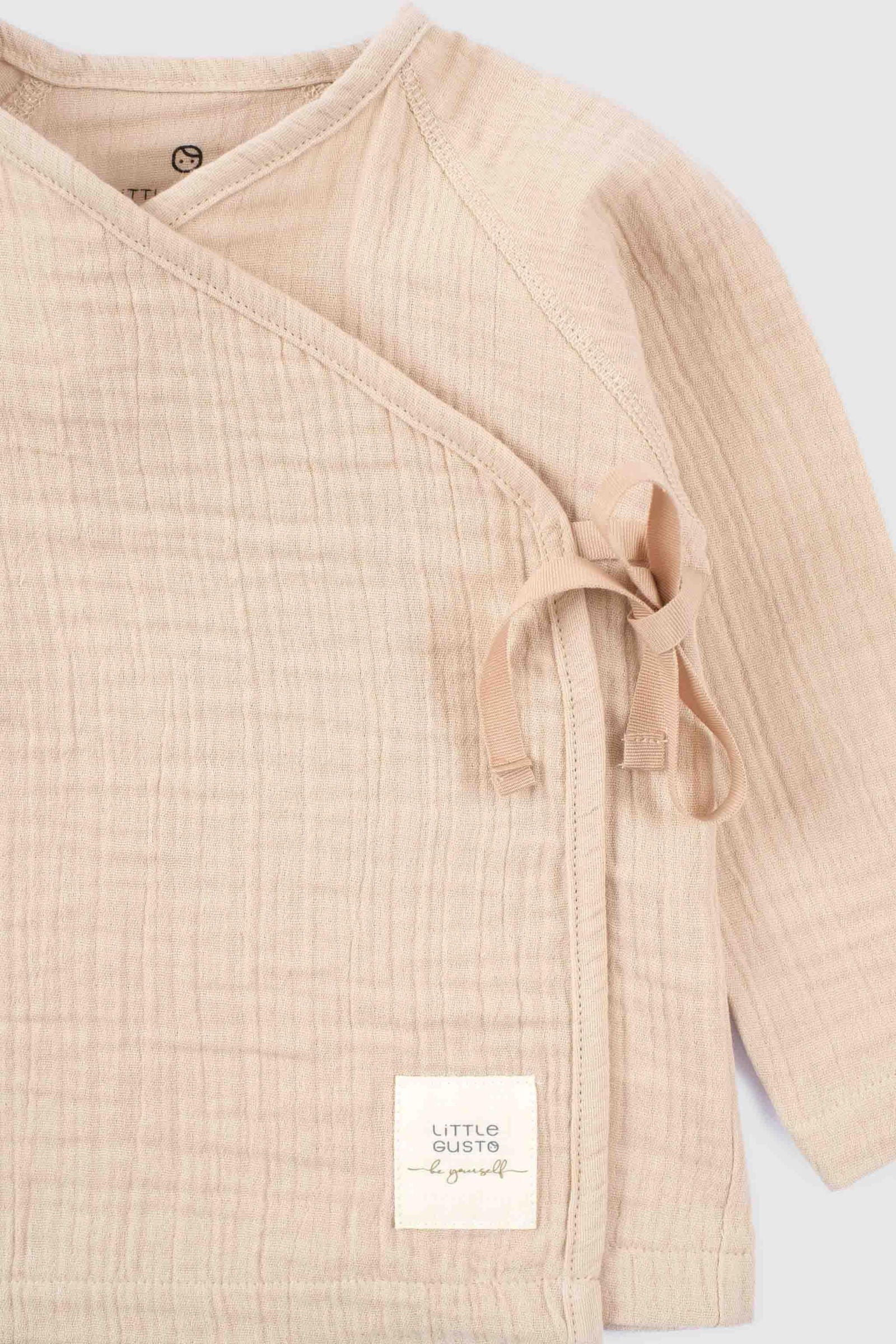 baby muslin pants drawstring waist beige