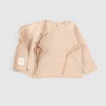 muslin baby wrap top tie detail beige
