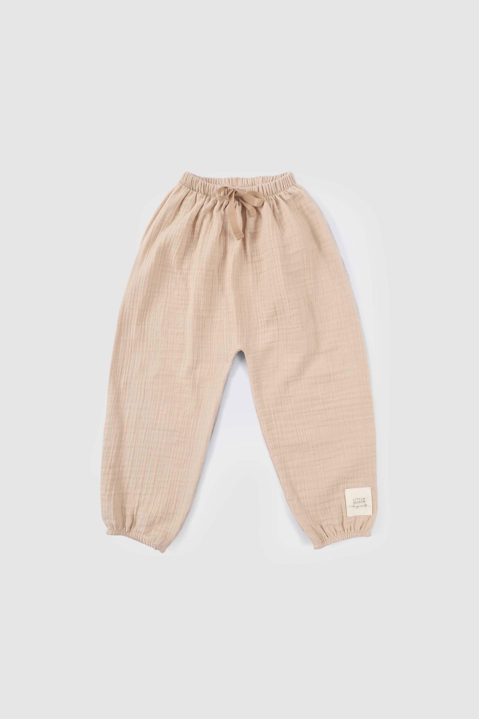 beige baby muslin pants full view
