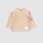 long sleeve muslin baby wrap top beige