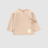 long sleeve muslin baby wrap top beige