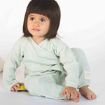 organic cotton baby kimono top wrap detail

