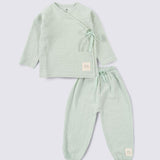 organic muslin baby set green kimono style full outfit

